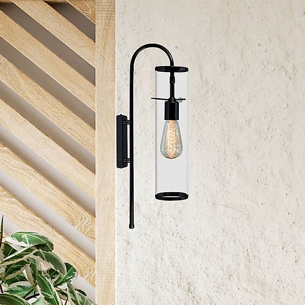 Wandleuchte Leona, schwarz, Höhe 57 cm, Metall, E27 günstig online kaufen
