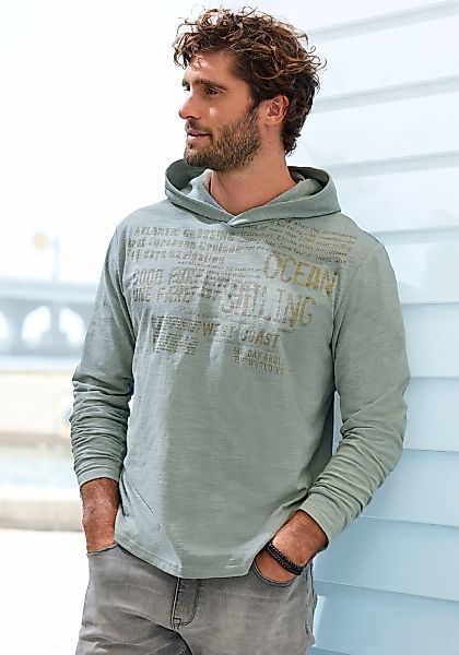 John Devin Kapuzenshirt, Langarmshirt bedruckt mit Kapuze aus strukturierte günstig online kaufen