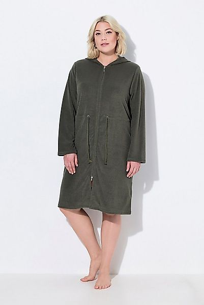 Ulla Popken Bademantel Bademantel Kapuze Tunnelzug 2-Wege-Zipper Langarm, K günstig online kaufen