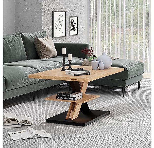 Vicco Couchtisch Arivo, Eiche/Schwarz, 90 x 60 cm mit Ablage (1-St) günstig online kaufen