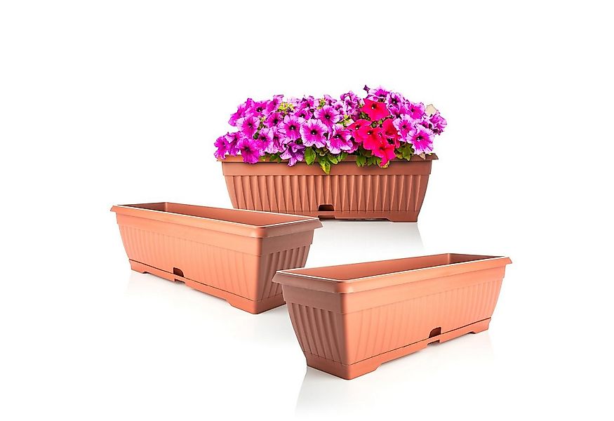 BigDean Blumenkasten 3x Blumenkasten 50cm mit abnehmbarem Untersetzer Balko günstig online kaufen