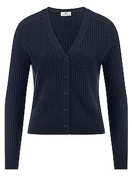 Strickjacke tiefem V-Ausschnitt Peter Hahn blau günstig online kaufen