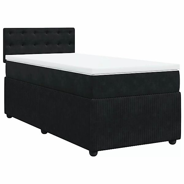 vidaXL Bettgestell Boxspringbett mit Matratze Schwarz 100x200 cm Samt Bett günstig online kaufen