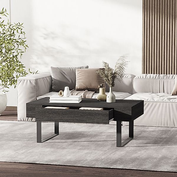 HOMCOM Couchtisch Beistelltisch mit Schublade & Regalen, stabiles Stahlgest günstig online kaufen
