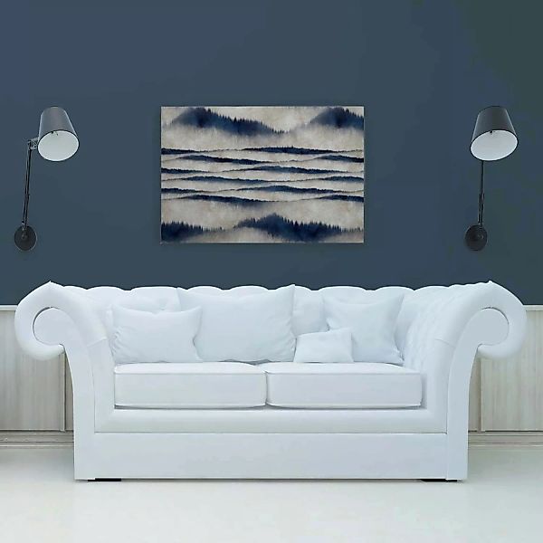 Bricoflor Wandbild Boho Style Batik Leinwandbild Blau Grau Landschaft In Ne günstig online kaufen