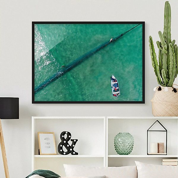 Bild mit Rahmen Strand - Querformat Luftbild - Fischer günstig online kaufen