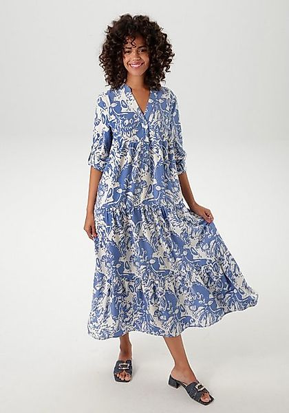 Aniston CASUAL Maxikleid mit großflächigem. grafischen Blumendruck - NEUE K günstig online kaufen