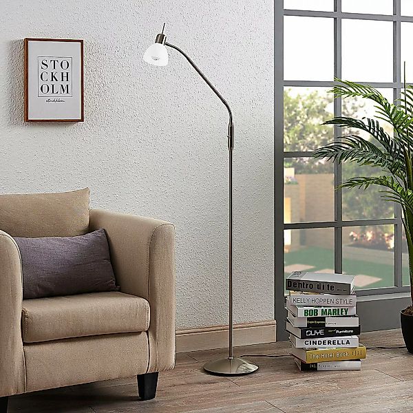 Lindby Stehlampe Gwendolin, 160 cm, Glas, E14, verstellbar günstig online kaufen