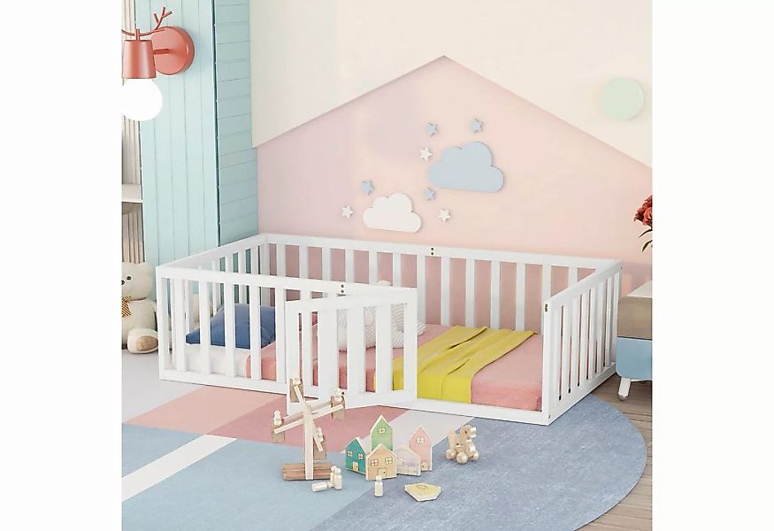 WISHDOR Kinderbett Jugendbett Massivholzbett Einzelbett (90X200cm weiß ohne günstig online kaufen