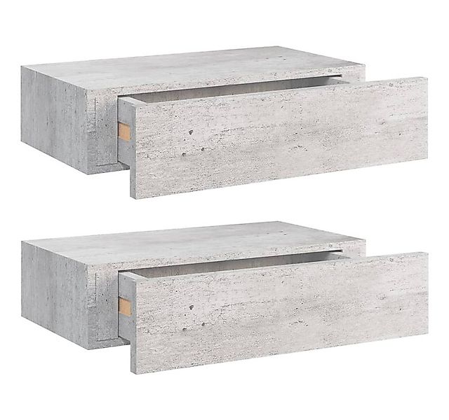 furnicato Wandregal Wandregale mit Schubladen 2 Stk. Betongrau 40x23,5x10 c günstig online kaufen