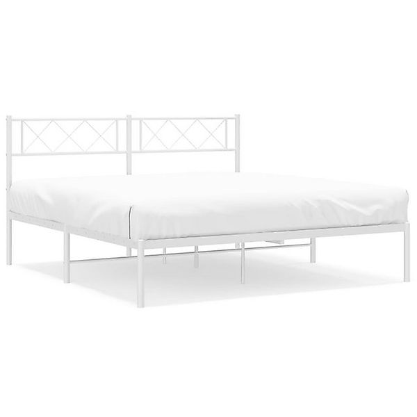 vidaXL Bettgestell, Bettrahmen mit Kopfteil Metall Weiß 120x190 cm günstig online kaufen