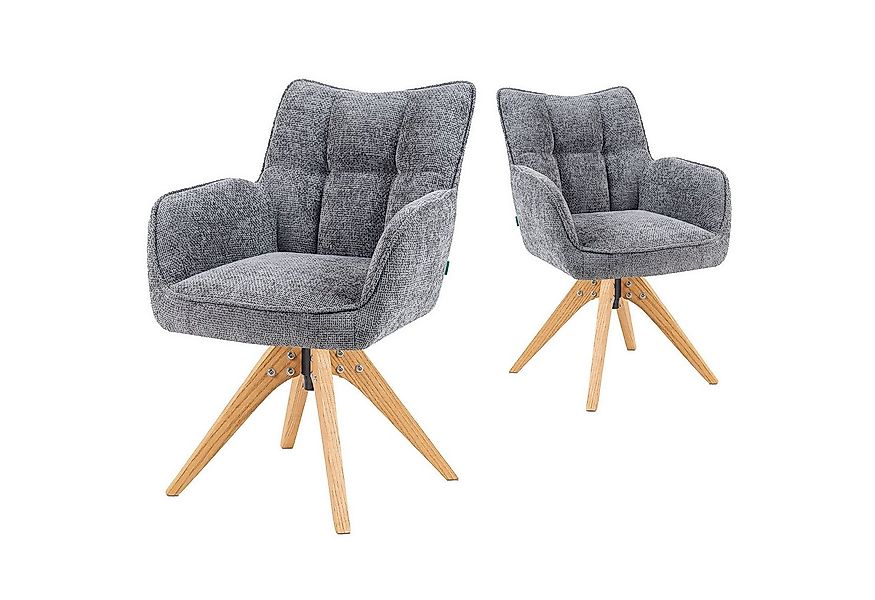 DUBI Möbel Polsterstuhl Mika-Theo 2er-Set, Federkern, Eiche geölt, 360° dre günstig online kaufen