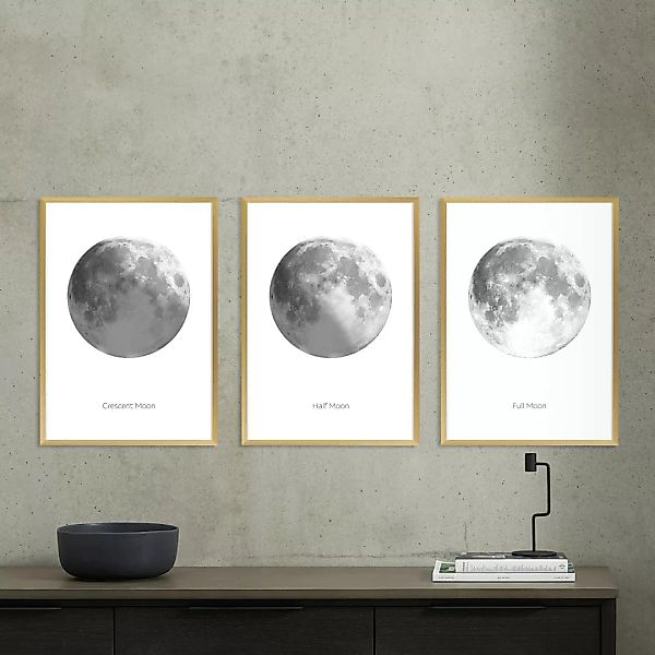 Moon Phase 3 x gerahmte Kunstdrucke (A3) - MADE.com günstig online kaufen