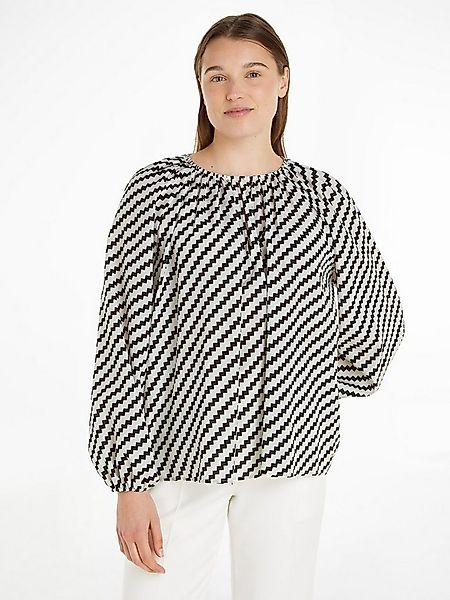 Tommy Hilfiger Blusentop ZIGZAG GATHERED BLOUSE LS mit Logopatch günstig online kaufen