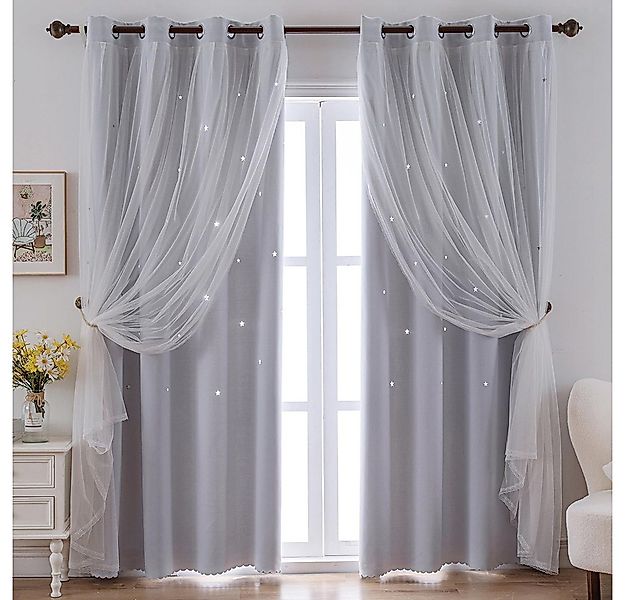 FOUORTUNATE-BEE Gardine Vorhänge Blickdicht Kinderzimmer Halbtransparent (1 günstig online kaufen