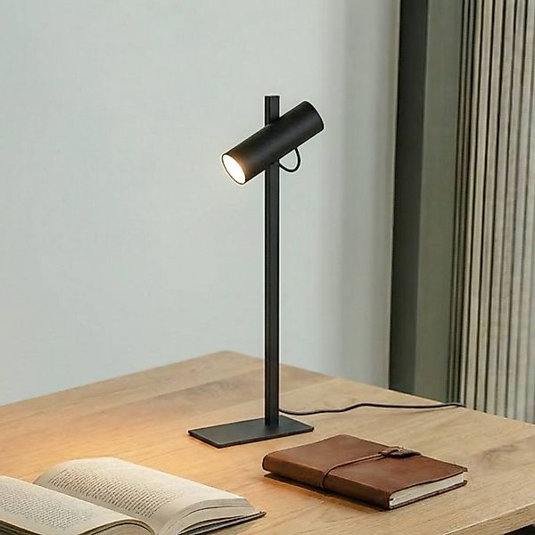 Lucande Tischleuchte Lysias, schwarz, Metall, Höhe 55cm günstig online kaufen