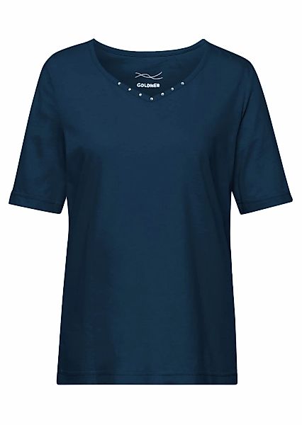 GOLDNER Langarm-Poloshirt "Halbarm Basic-Shirt aus Baumwolle" Ausschnitt in günstig online kaufen
