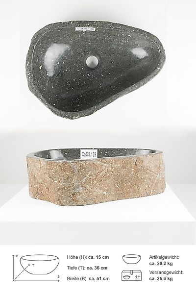 wohnfreuden Aufsatzwaschbecken Naturstein Waschbecken 50 cm günstig online kaufen