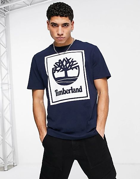 Timberland – Stack – T-Shirt in Dunkelblau mit Logo günstig online kaufen