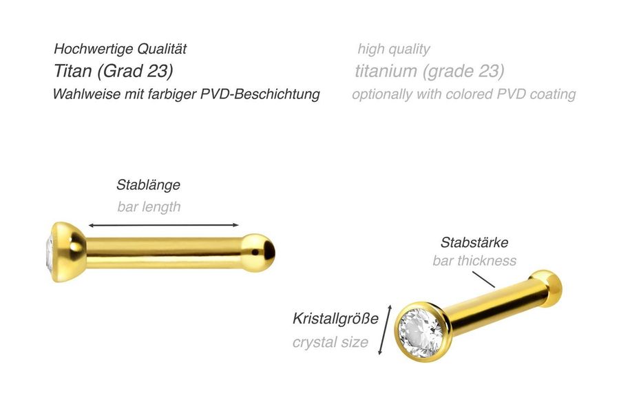 PIERCINGLINE Nasenpiercing Titan Nasenstecker Pin KRISTALL günstig online kaufen