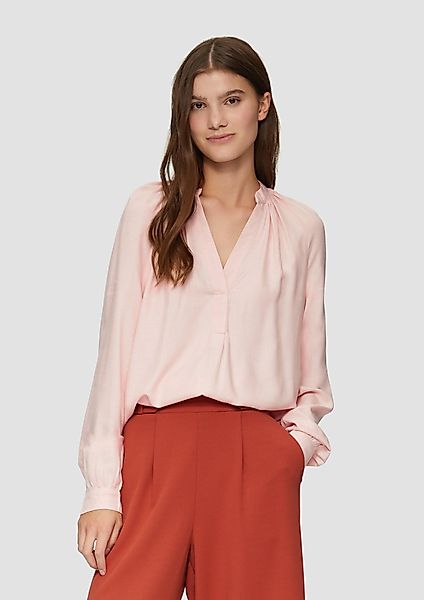 QS Langarmbluse Melierte Viskosebluse mit Raffung günstig online kaufen