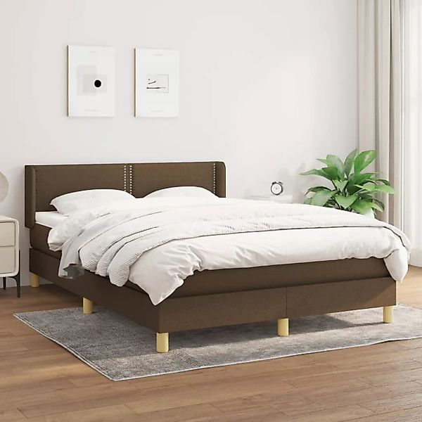 Vidaxl Boxspringbett Mit Matratze Dunkelbraun 140x200 Cm Stoff günstig online kaufen