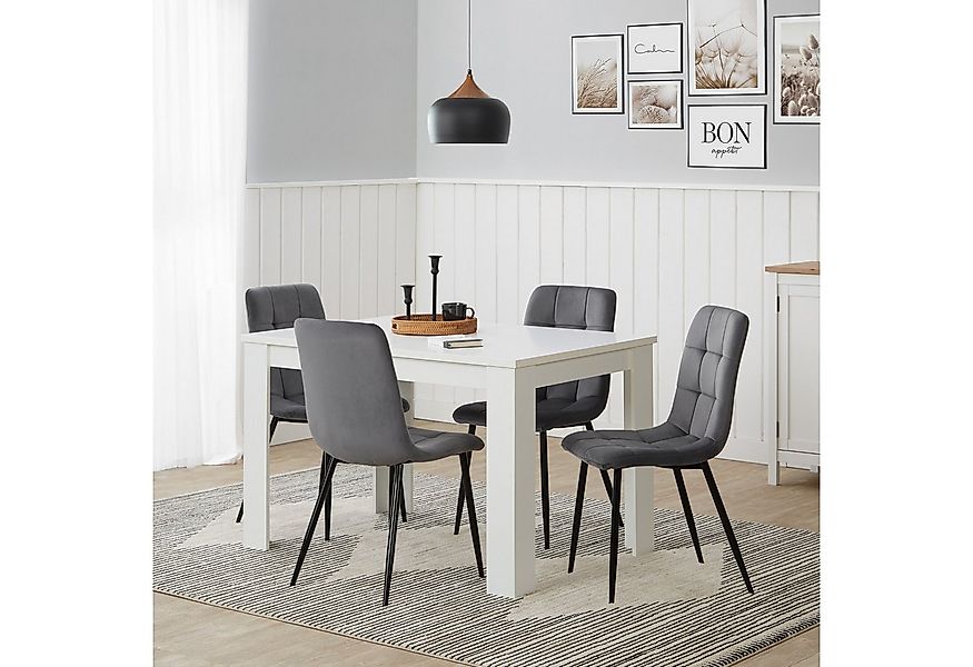 Homestyle4u Essgruppe Esstisch 80x120 bis 80x153 erweiterbar mit 4 Stühle G günstig online kaufen
