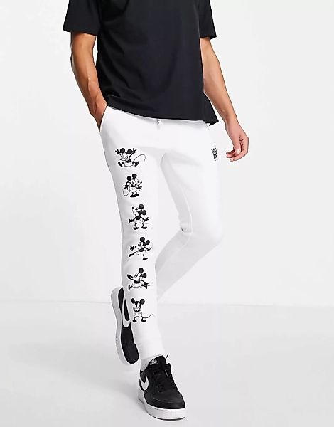 ASOS DESIGN – Jogginghose in Weiß mit glänzendem Disney Micky Maus-Print, K günstig online kaufen