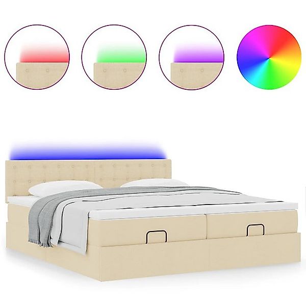 vidaXL Bett Ottoman-Bett mit Matratzen & LEDs Creme 200x200 cm Stoff günstig online kaufen