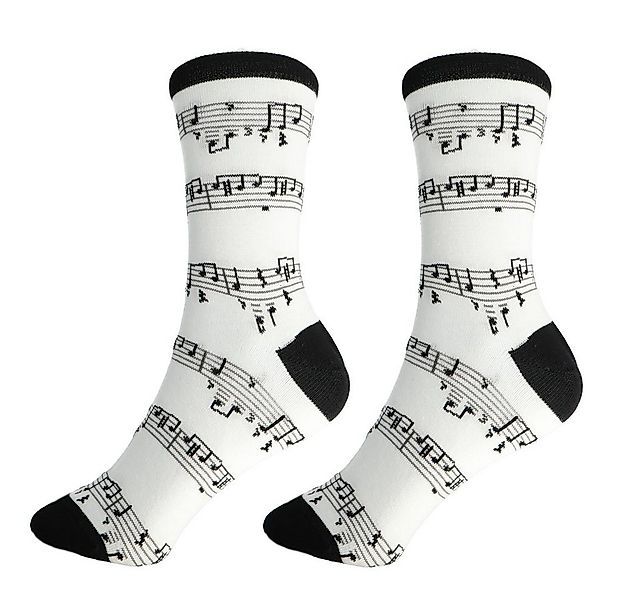 mugesh Freizeitsocken Musik-Socken weiß mit Notenlinien für Musiker günstig online kaufen