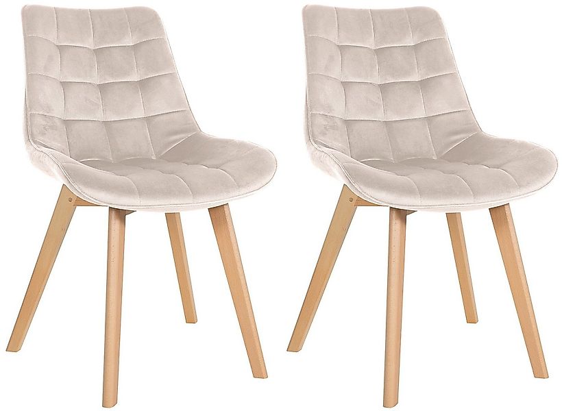 CLP Esszimmerstuhl Brook (2er Set, 2 St), Vierfußgestell aus Holz mit Samtb günstig online kaufen