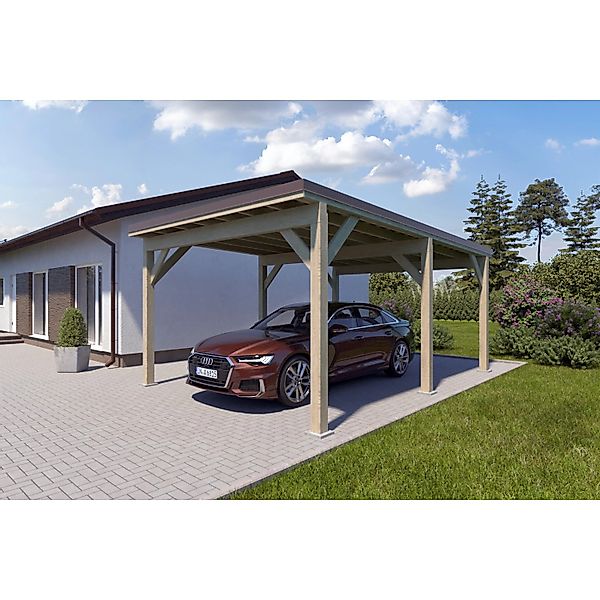 Holzbrüder Carport Ralf 24m² Natur-Dunkelbraun günstig online kaufen