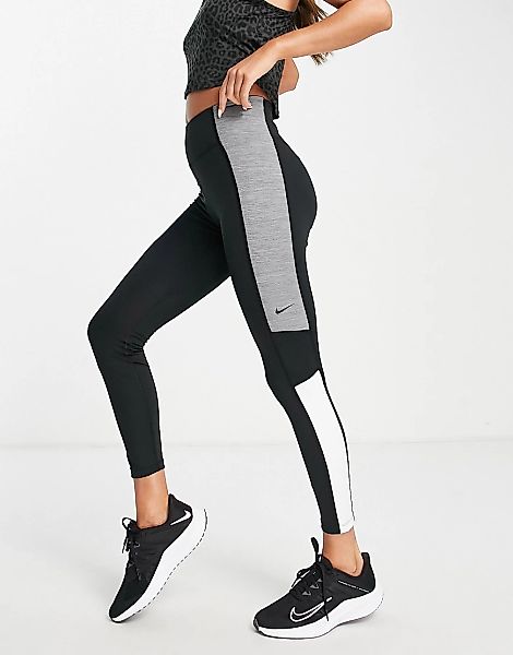 Nike Training – One Dri-FIT – 7/8-Leggings mit Farbblockdesign in Schwarz günstig online kaufen