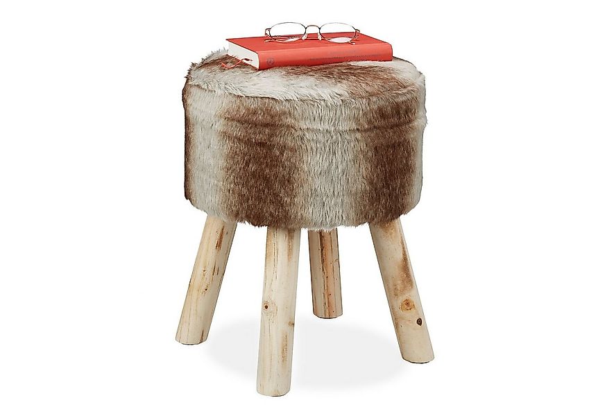 relaxdays Sitzhocker Fellhocker rund günstig online kaufen