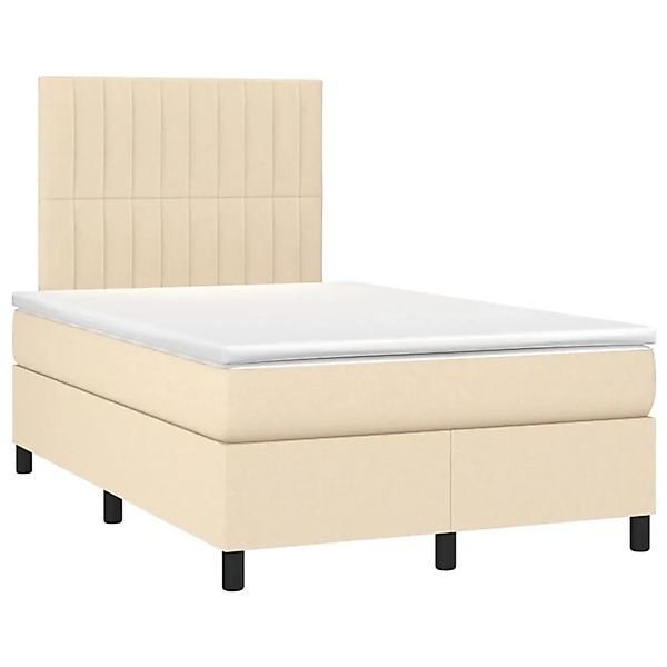 vidaXL Boxspringbett mit Matratze & LED Creme 120x200 cm Stoff 3135026 günstig online kaufen