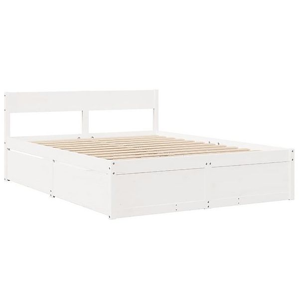 vidaXL Bett Massivholzbett mit Schubladen Weiß 160x200 cm Kiefer günstig online kaufen