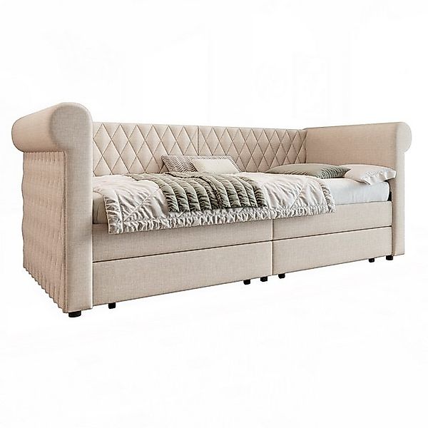 VISTEFLY Schlafsofa Vintage Polsterbett 90x200 mit 2 Schubladen, Lattenrost günstig online kaufen