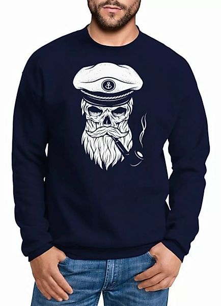 Neverless Sweatshirt Herren Sweatshirt Totenkopf Kapitän Captain Skull Bard günstig online kaufen
