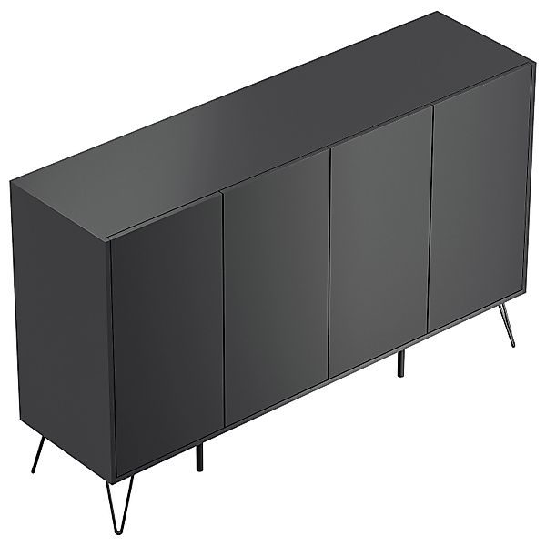 Posseik Sideboard Industrial P 4 Schubladen 4 Türen 155 cm Grafit günstig online kaufen