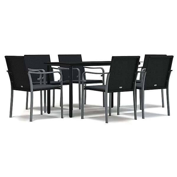 vidaXL 7-Tlg Garten-Essgruppe mit Kissen Poly Rattan und Stahl 3186960 günstig online kaufen