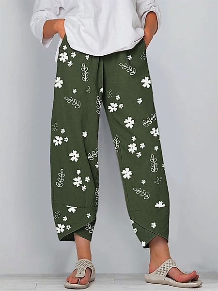 Floral bedruckte elastische Taille Casual Loose Hose für Damen günstig online kaufen