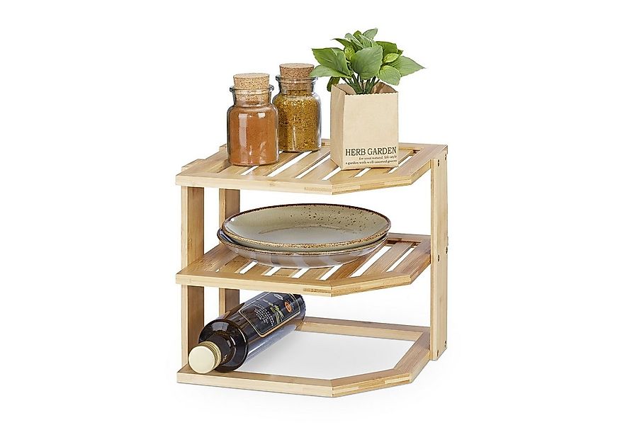 relaxdays Aufsatzregal Bambus Eckregal für die Küche günstig online kaufen