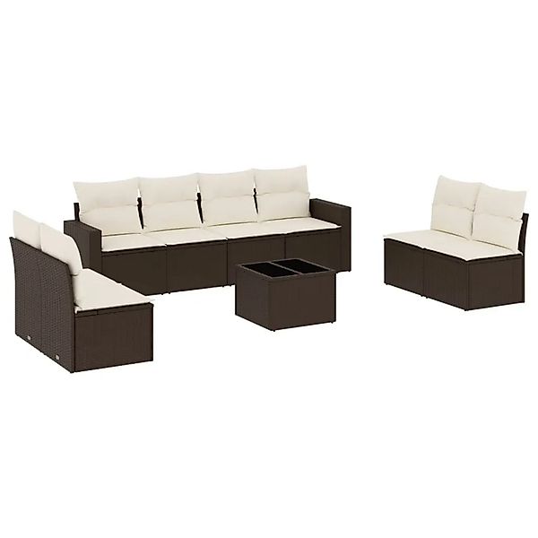 vidaXL 9-Tlg Garten-Sofagarnitur mit Kissen Braun Poly Rattan 3251200 günstig online kaufen