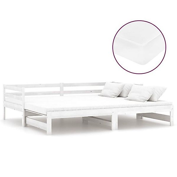 vidaXL Bett Ausziehbares Tagesbett 2x(90x200) cm Weiß Massivholz Kiefer günstig online kaufen