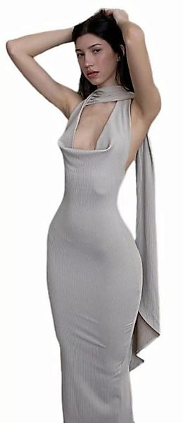 ZWY Dirndl Einfarbiges rückenfreies schmal geschnittenes Kleid mit Neckhold günstig online kaufen