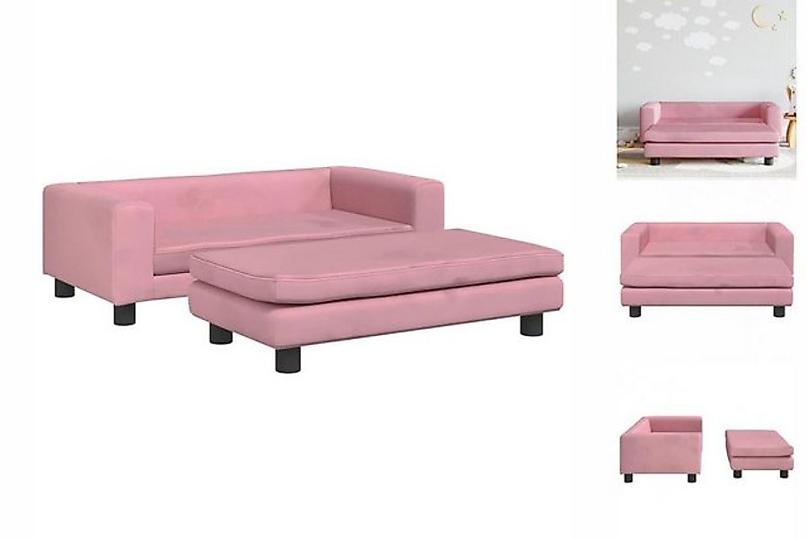vidaXL Kindersofa Kindersofa mit Hocker Rosa 100x50x30 cm Samt Kindercouch günstig online kaufen