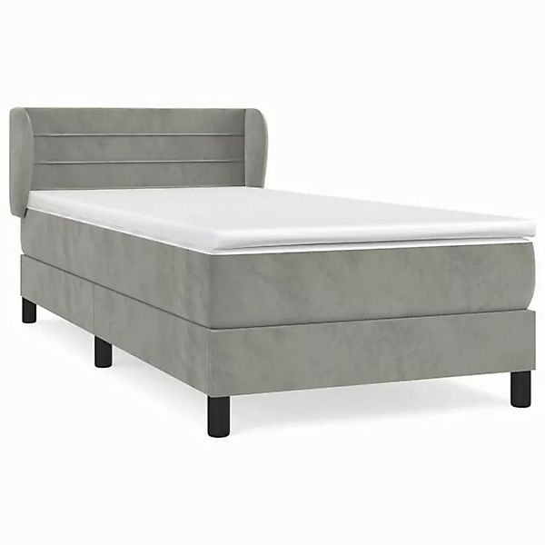 furnicato Bett Boxspringbett mit Matratze Hellgrau 90x200 cm Samt (1-tlg) günstig online kaufen