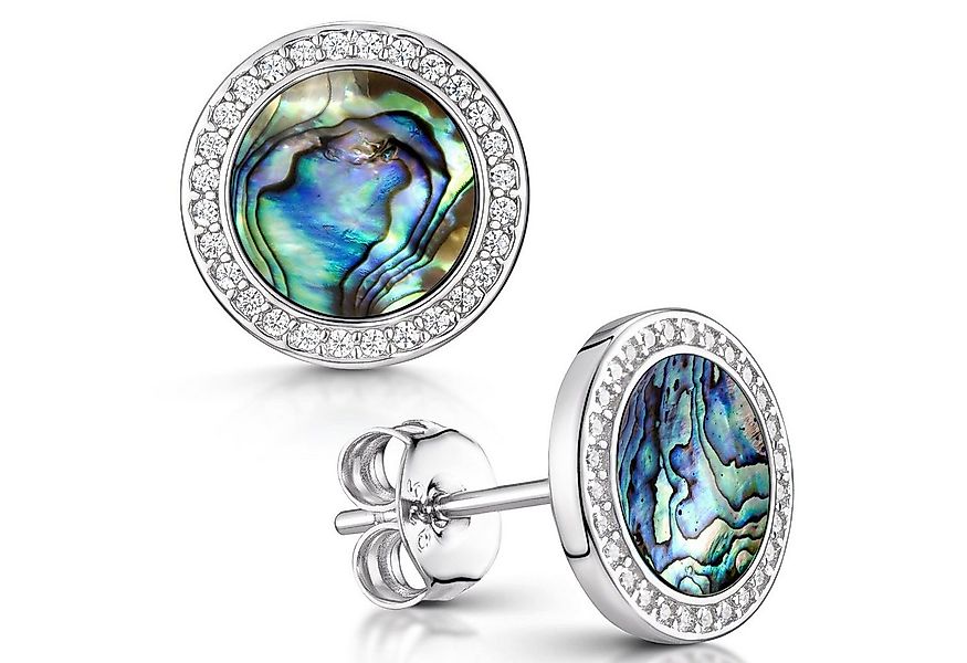 Materia Paar Ohrstecker Damen Perlmutt Abalone grün Zirkonia SO-394, 925 St günstig online kaufen