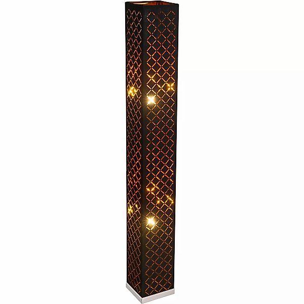 Stehleuchte Clarke, schwarz/blattgold, Höhe 118 cm, Stoff günstig online kaufen