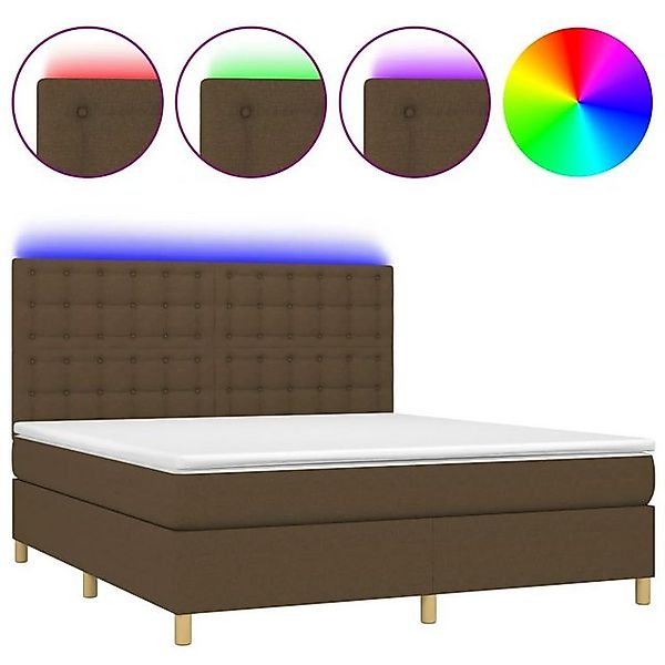 vidaXL Boxspringbett Boxspringbett mit Matratze LED Dunkelbraun 160x200 cm günstig online kaufen